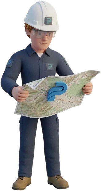 Técnico de Proflux revisando un mapa de la zona